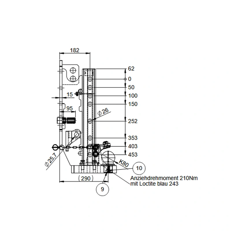 Anhängebock Lagerbock mit K80 für CASE D-Familie 1255 1455 Anhängebock 00.108.81.5-A02 mit K80 CASE D-Familie