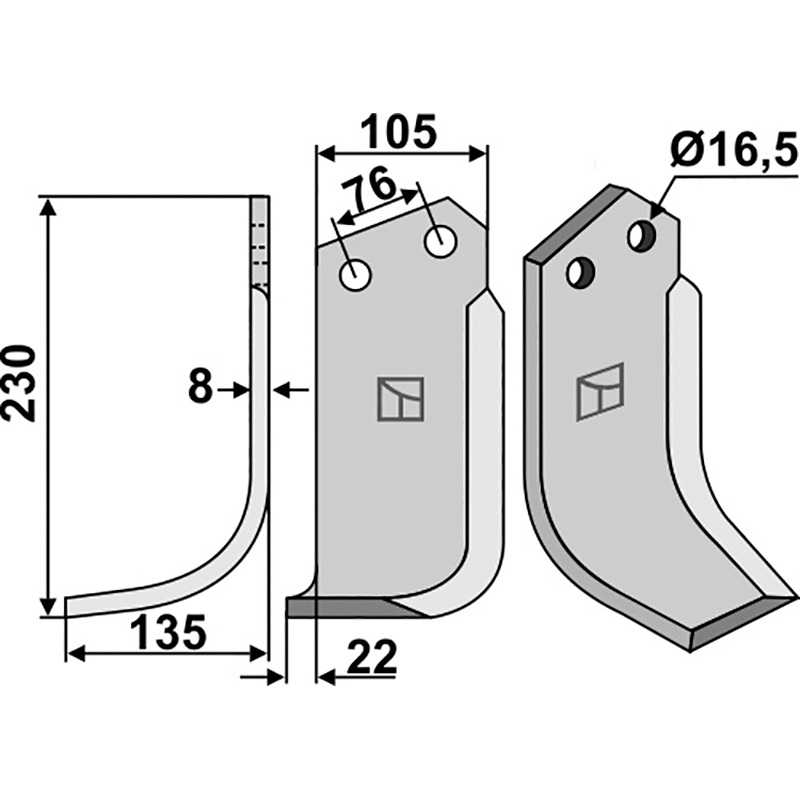 Kuhn 523597 Fräsmesser, linke Ausführung IHOF KUH-61L