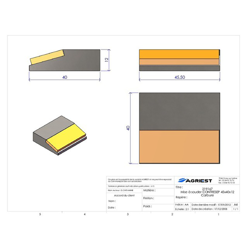 Grubber Anschweißteile Flach Anschweissteil Anlage 45X40X12 Hartmetall