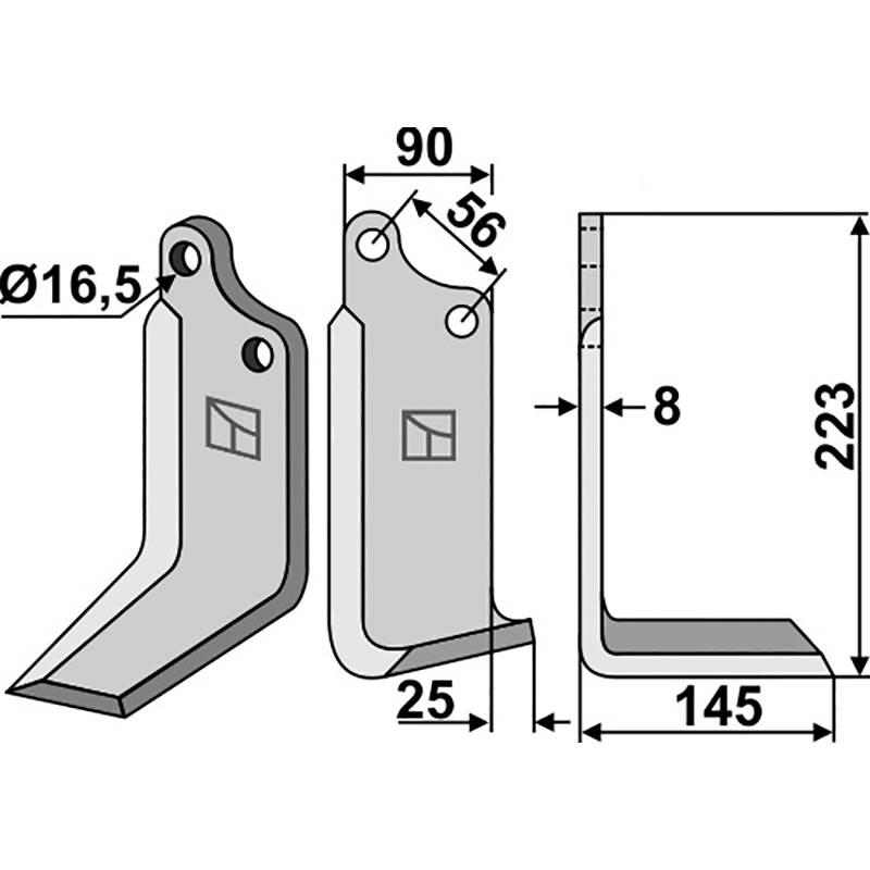 MAS-15R Fräsmesser, rechte Ausführung Maschio/Gaspardo 24100404 Fräsmesser, rechte Ausführung IHOF MAS-15R