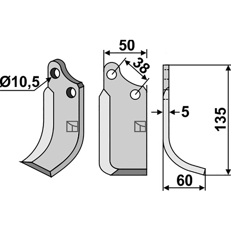 AGR-18R Fräsmesser, rechte Ausführung Agria 1667-06624 Fräsmesser, rechte Ausführung IHOF AGR-18R
