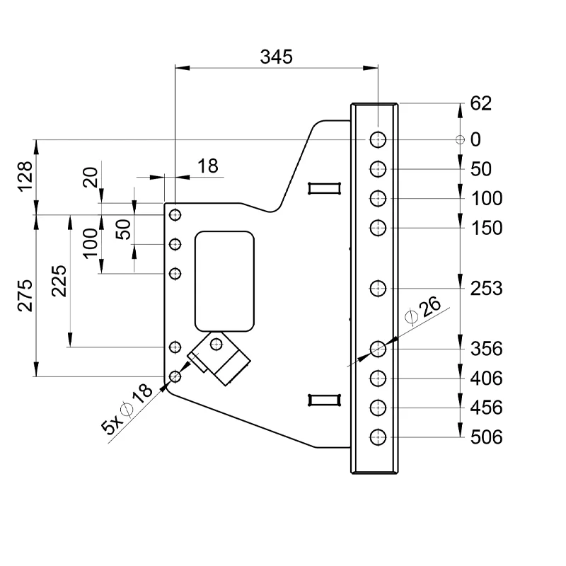 Anhängebock Scharmüller 00.108.01.4-A02 330 mm Case B-Familie 43er, 56er 