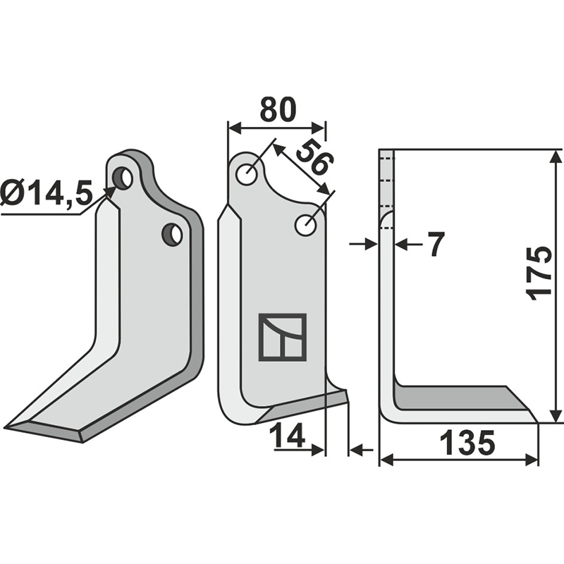 MAS-45R Fräsmesser, rechte Ausführung Maschio/Gaspardo|Sicma 02108430|(Miglianico) Fräsmesser, rechte Ausführung IHOF MAS-45R