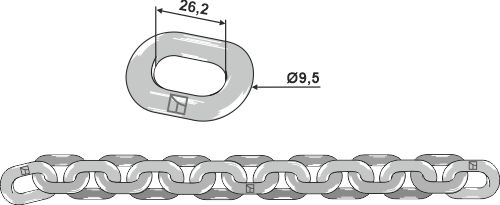 Kratzbodenkette - 9,5x26,2 - D5 |69-1-106 Industriehof Scherenbostel | Kratzbodenkette - 9,5x26,2 - D5 (69-1-106)