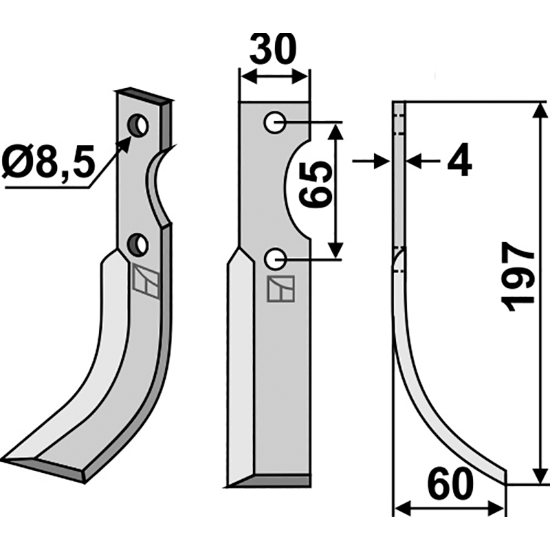 EUR-01R Fräsmesser, rechte Ausführung Bertolini|Eurosystem|Nibbi 1233102|F1233102 - 360015230|Bruno Fräsmesser, rechte Ausführung IHOF EUR-01R
