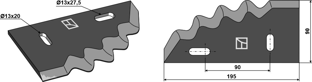 Futtermischwagenmesser - Hartmetallbeschichtet, rechts