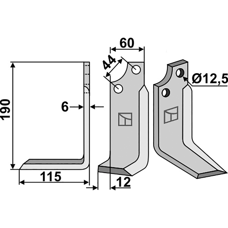 Maschio/Gaspardo 19100416 Fräsmesser, linke Ausführung IHOF MAS-02L