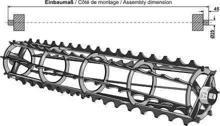 Industriehof Scherenbostel | Krümlerwalzen mit Welle Ø25 - 1280mm (312-280-1280)