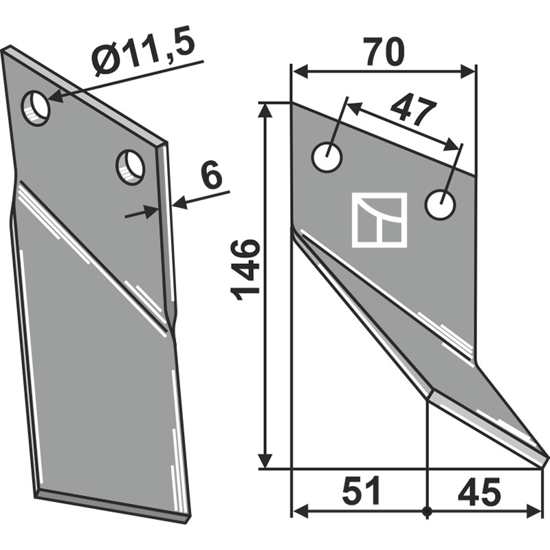 ROT-27R Rotorzinken, rechte Ausführung Rotadairon 450.1001 Rotorzinken, rechte Ausführung IHOF ROT-27R