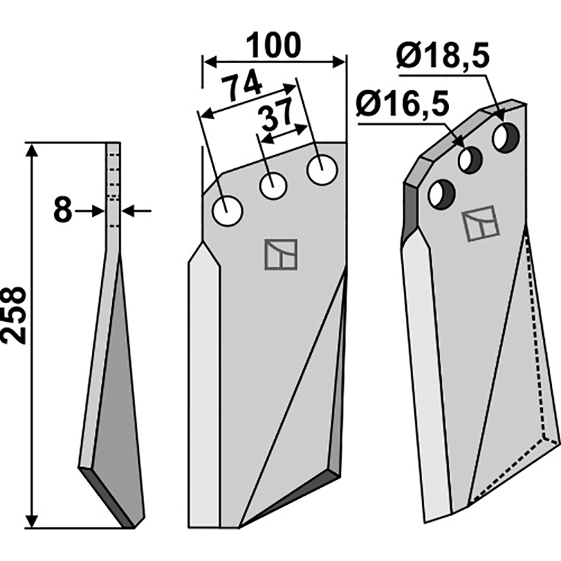 Kuhn 522603 Rotorzinken, linke Ausführung IHOF KUH-03L