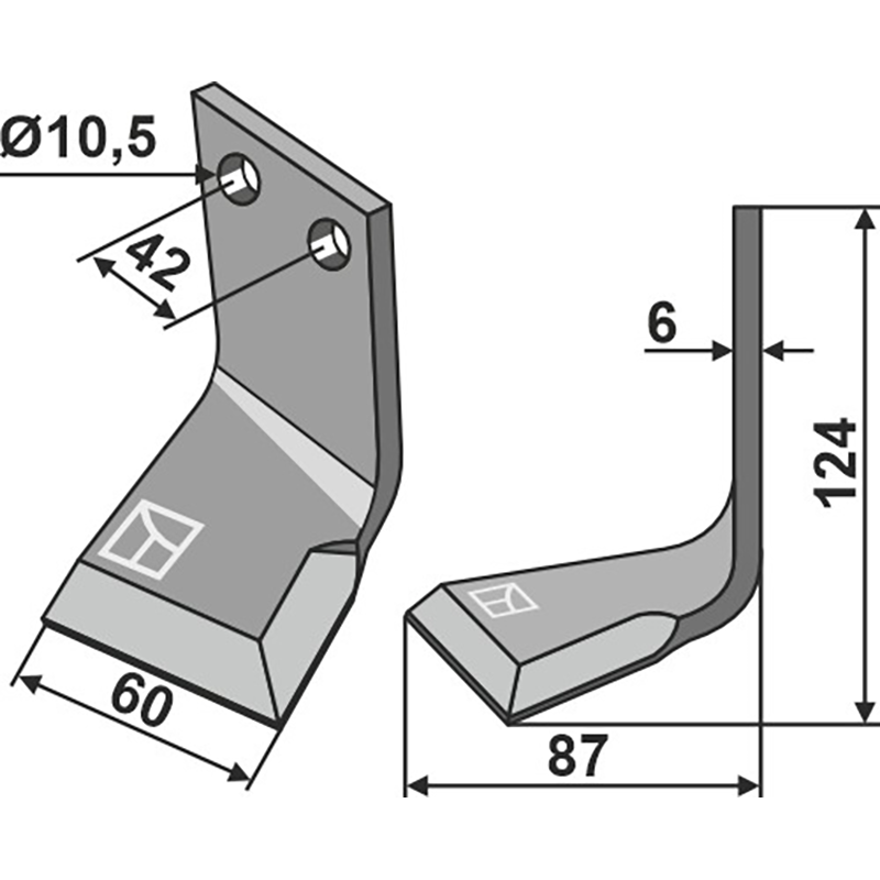 R2 Rotorzinken, linke Ausführung IHOF R.O-08L