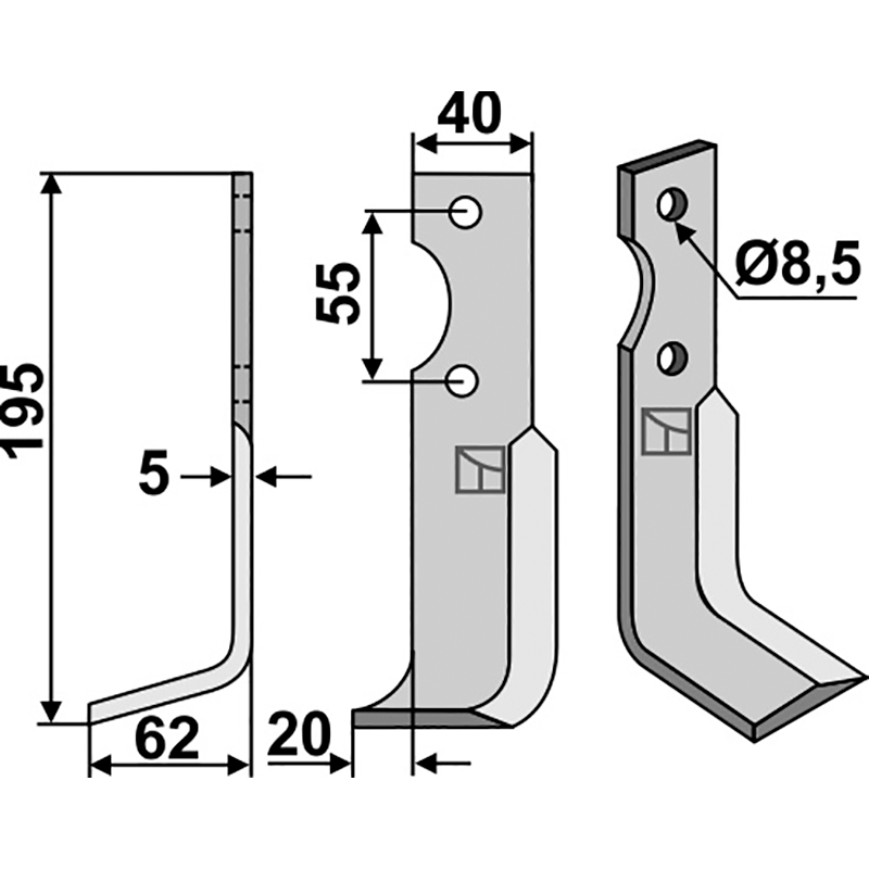 MAB-16L Fräsmesser, linke Ausführung M.A.B. Bocchini 2783 Fräsmesser, linke Ausführung IHOF MAB-16L