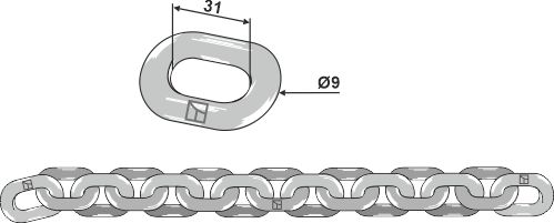 Kratzbodenkette - 9x31 - D5 |69-1-105 Kratzbodenkette - 9x31 - D5 (69-1-105)