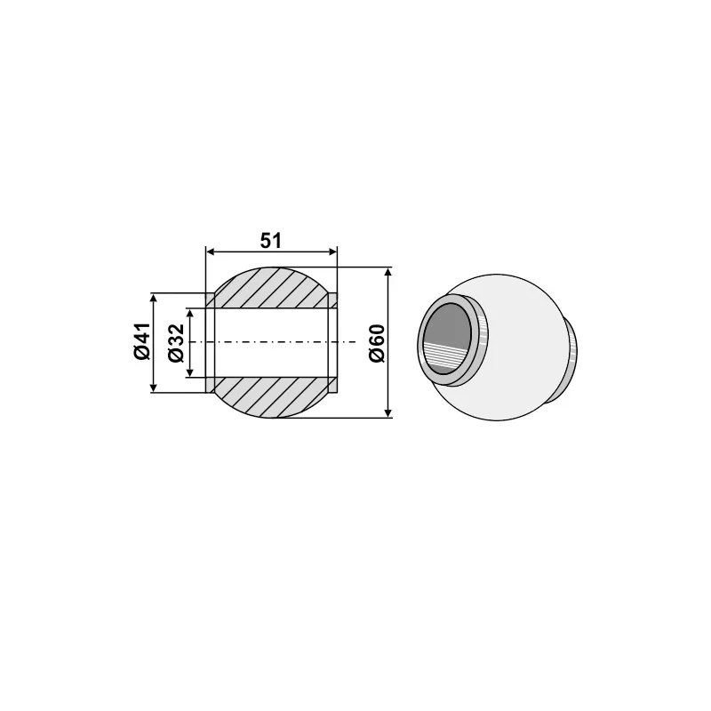 Oberlenkerkugel Kat 3 / 32,2 - 60 mm verzinkt I-Hof