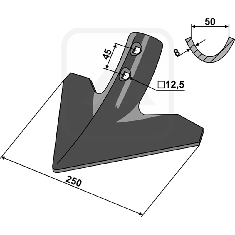 Landwirtschaft Bodenbearbeitung Grubber Schare & Leitbleche Gänsefussschar 250mm 