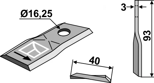 Rotorklinge 93x40mm passend für IHC Rotorklinge 93x40mm passend für IHC