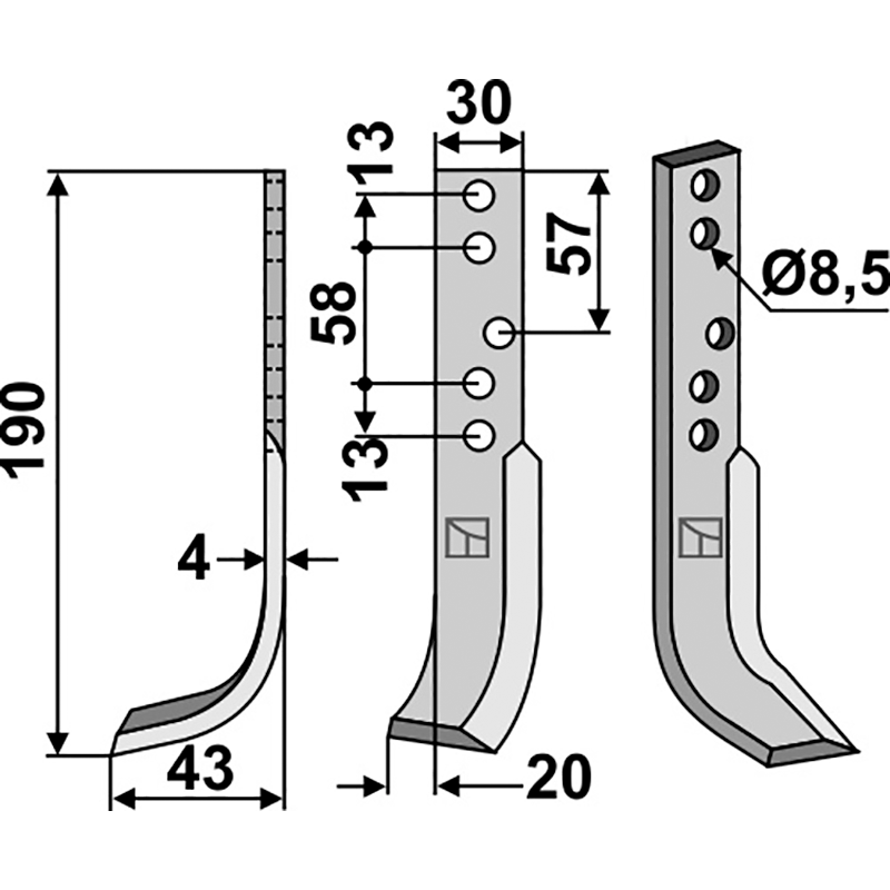 HOL-04L Fräsmesser, linke Ausführung Holder 5032420410 Fräsmesser, linke Ausführung IHOF HOL-04L