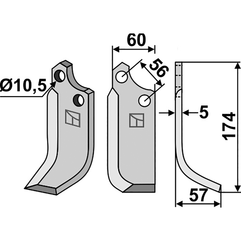 MAS-08R Fräsmesser, rechte Ausführung Maschio/Gaspardo 21100412 Fräsmesser, rechte Ausführung IHOF MAS-08R