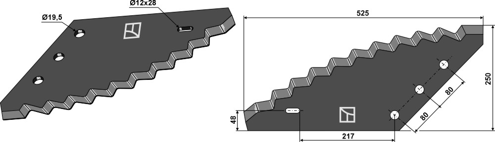 Futtermischwagenmesser, rechts - Hartmetallbeschichtet