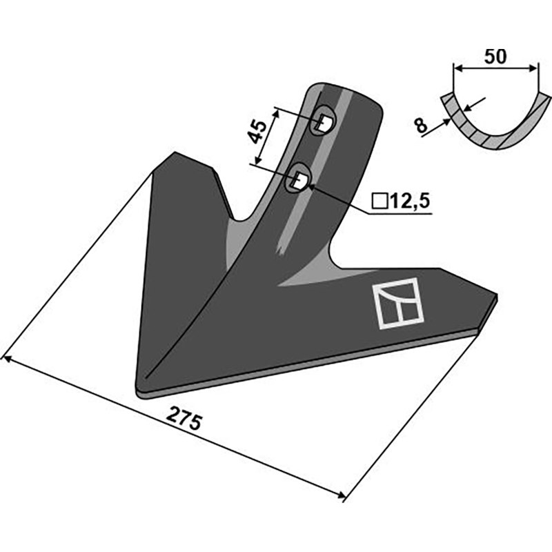 Landwirtschaft Bodenbearbeitung Grubber Schare & Leitbleche Gänsefussschar 275mm Grubber Schare & Leitbleche Gänsefussschar 275mm