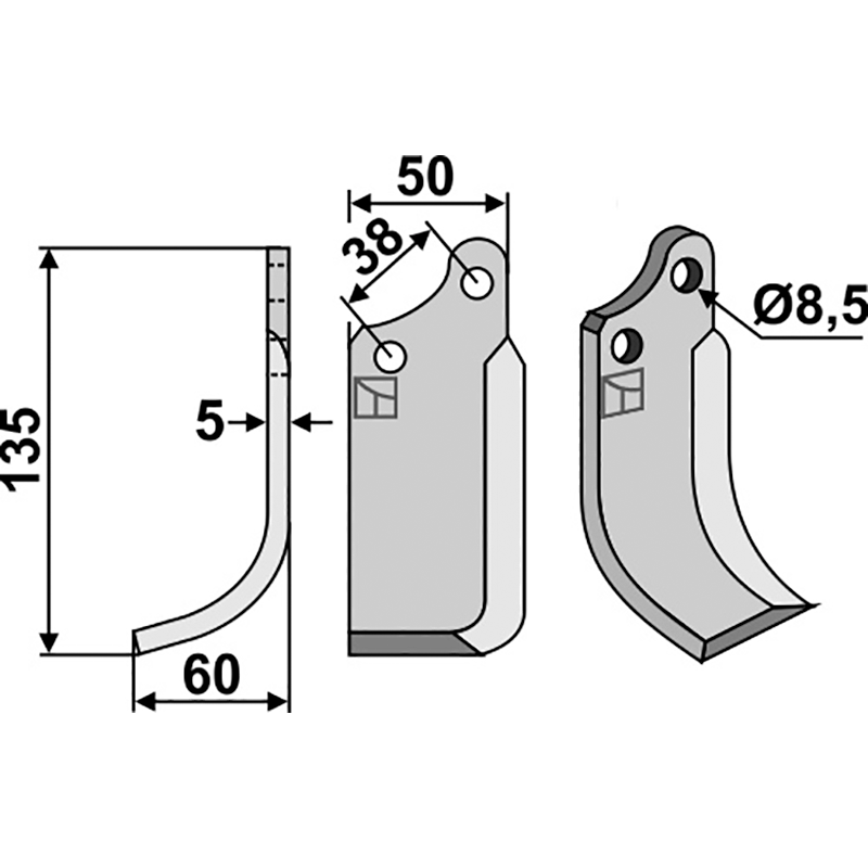 Agria 1667 Fräsmesser, linke Ausführung IHOF AGR-59L