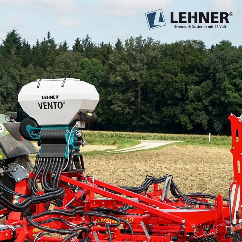 LEHNER VENTO 12 Volt Gebläsestreuer für Zwischenfrucht und Grassaaten LEHNER VENTO Pneumatischer Gebläsestreuer mit Schläuchen