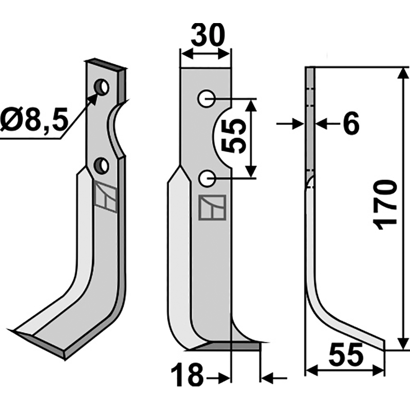 BCS-14R Fräsmesser, rechte Ausführung B.C.S.|Bertolini 59277 Fräsmesser, rechte Ausführung IHOF BCS-14R