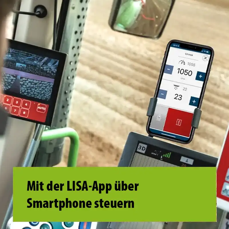 Wahleise mit der Smartphonebedienung LISA-App LEHNER 12 Volt-Streuer für Zwischenfrüchte und Grassaaten