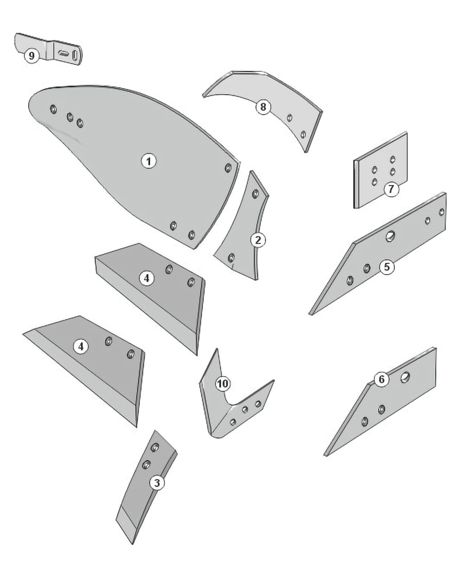 Explosionszeichnung Agrolux Pflugkörper Typ FK