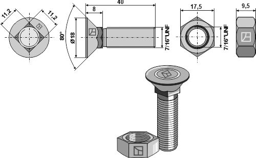 71640F10 Pflugschraube 7/16''UNF von Industriehof Scherenbostel
