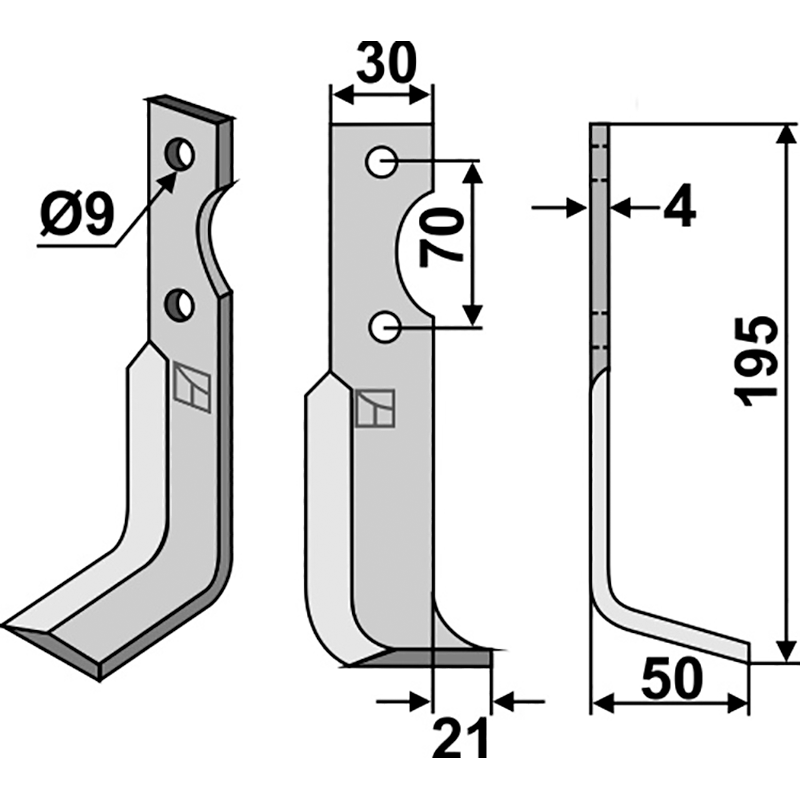 AGR-06R Fräsmesser, rechte Ausführung Agria 1250 210 99 Fräsmesser, rechte Ausführung IHOF AGR-06R
