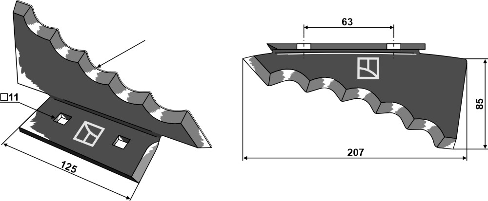 Futtermischwagenmesser - Hartmetallbeschichtet, rechts