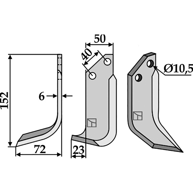 GRI-06L Fräsmesser, linke Ausführung B.C.S.|Grillo|Pasquali 42304|7636|478 Fräsmesser, linke Ausführung IHOF GRI-06L