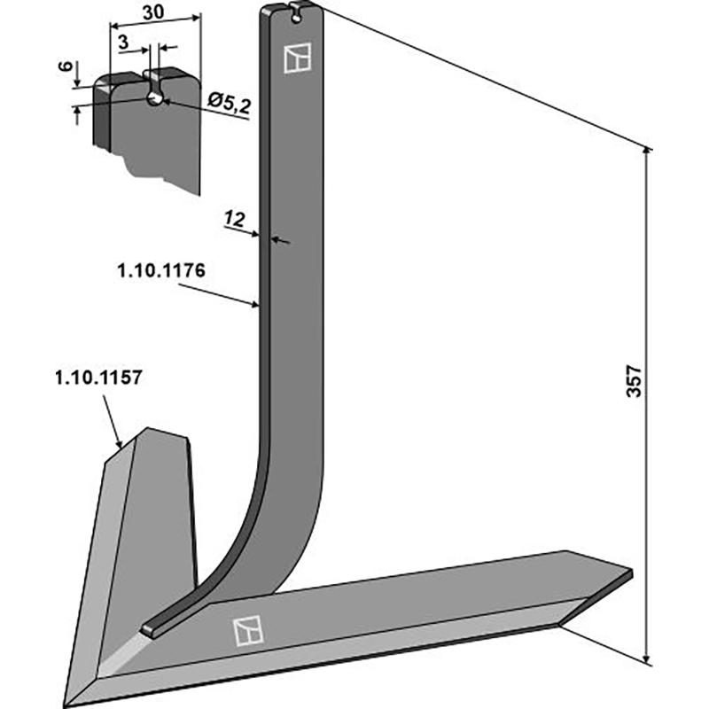 Landwirtschaft Bodenbearbeitung Grubber Schare & Leitbleche Stiel mit Schar 550mm Steketee Landwirtschaft Bodenbearbeitung Grubber Schare & Leitbleche Stiel mit Schar 550mm Steketee