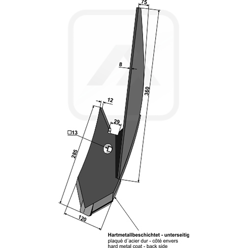 Landwirtschaft Bodenbearbeitung Grubber Schare & Leitbleche Randscharspitze - rechts Lemken