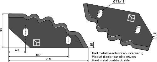 Futtermischwagenmesser - Hartmetallbeschichtet - rechts
