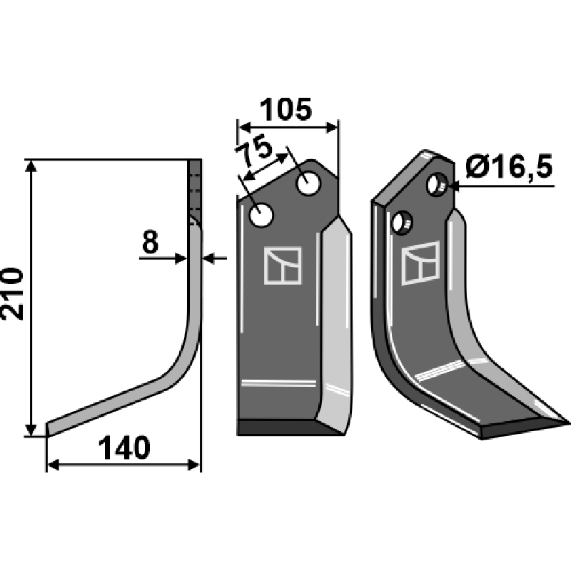 FAL-09L Fräsmesser, linke Ausführung Falc 25.03.27 Fräsmesser, linke Ausführung IHOF FAL-09L