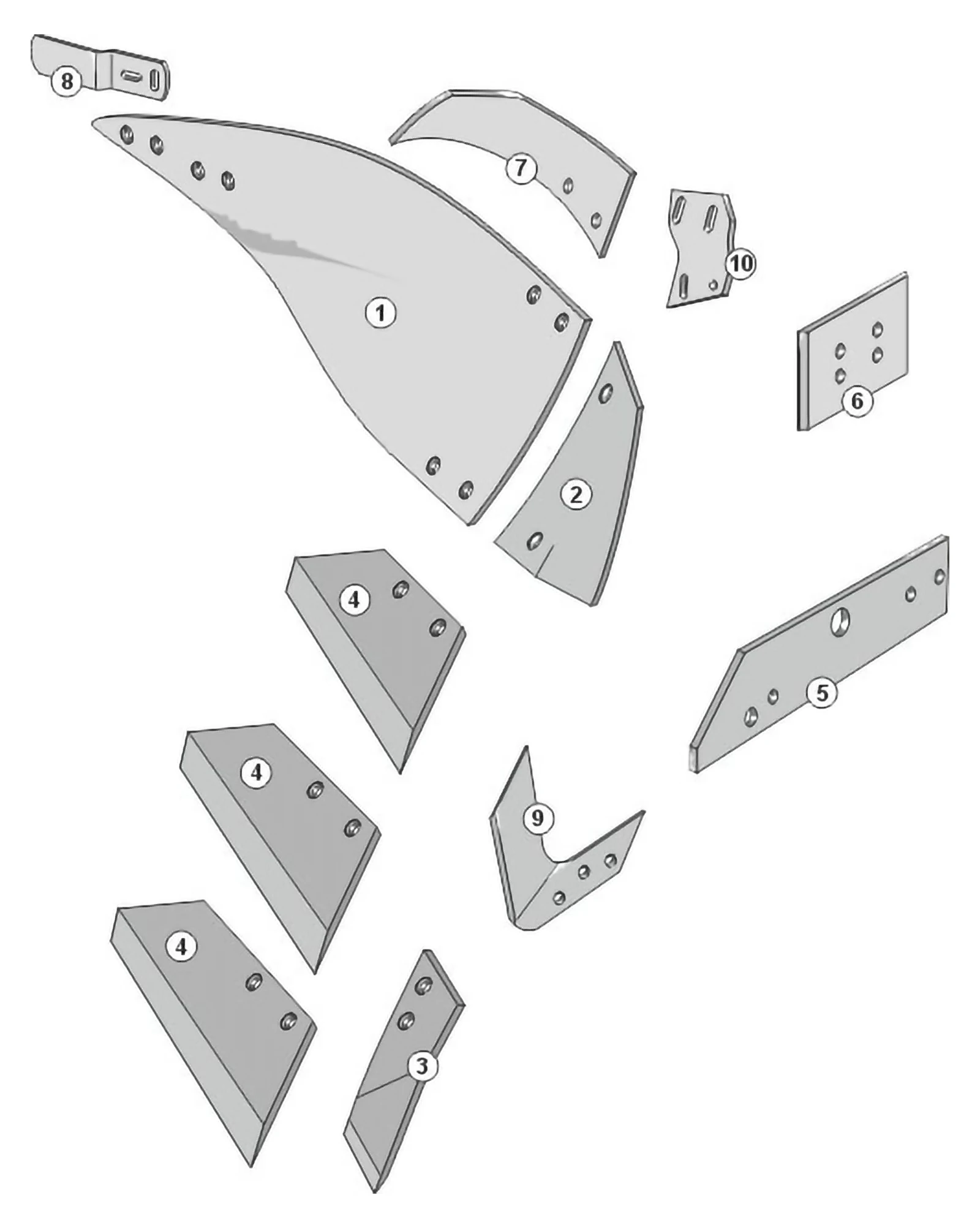 Explosionszeichnung Agrolux Pflugkörper Typ AX