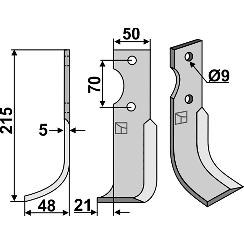 AGR-12L Fräsmesser, linke Ausführung Agria Typ 6000 Fräsmesser, linke Ausführung IHOF AGR-12L
