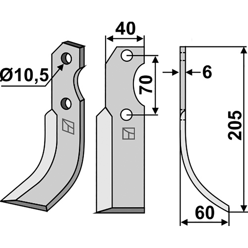 Brumital-Agris 503000011 Fräsmesser, rechte Ausführung IHOF BRU-14R