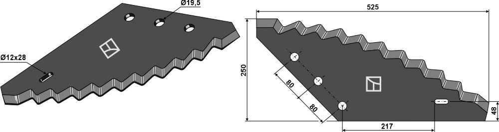 Futtermischwagenmesser, links - Hartmetallbeschichtet