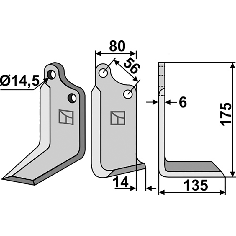 MAS-11R Fräsmesser, rechte Ausführung Maschio/Gaspardo 02108430 Fräsmesser, rechte Ausführung IHOF MAS-11R