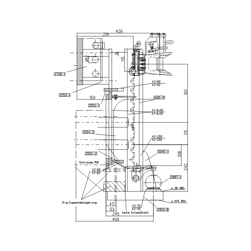 Anhängebock Scharmüller 00101810A02 K80 für Case Magnum 7000/8000 Anhängebock Scharmüller 00101810A02 K80 Case Magnum 7000/8000