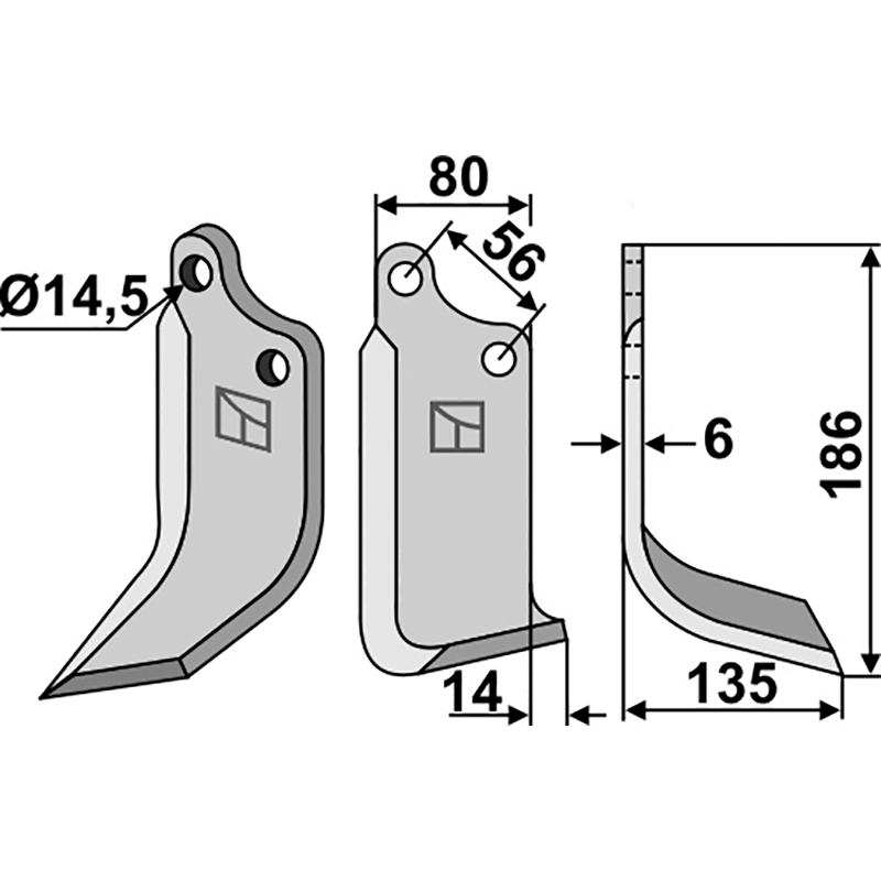 MAS-10R Fräsmesser, rechte Ausführung Maschio/Gaspardo|Zappator 02108432 Fräsmesser, rechte Ausführung IHOF MAS-10R