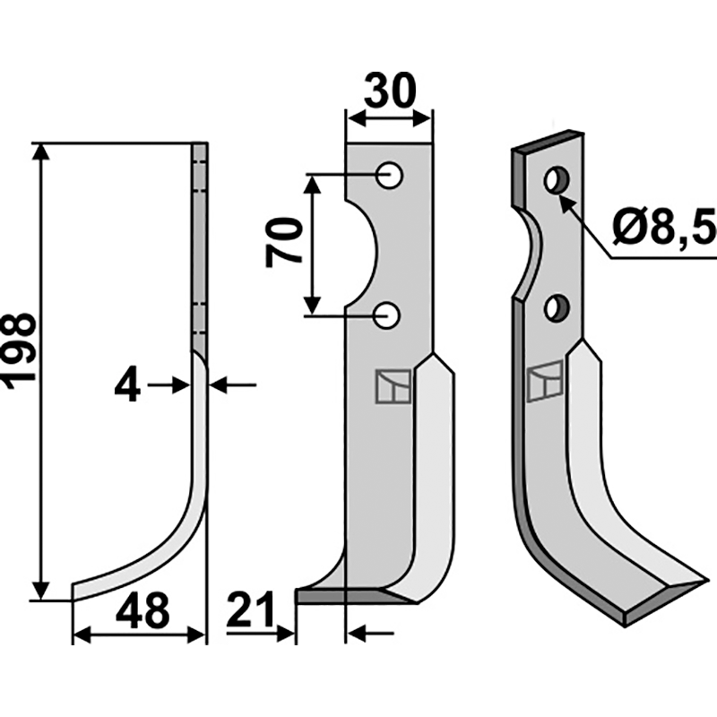 AGR-19L Fräsmesser, linke Ausführung Agria 616113 Fräsmesser, linke Ausführung IHOF AGR-19L