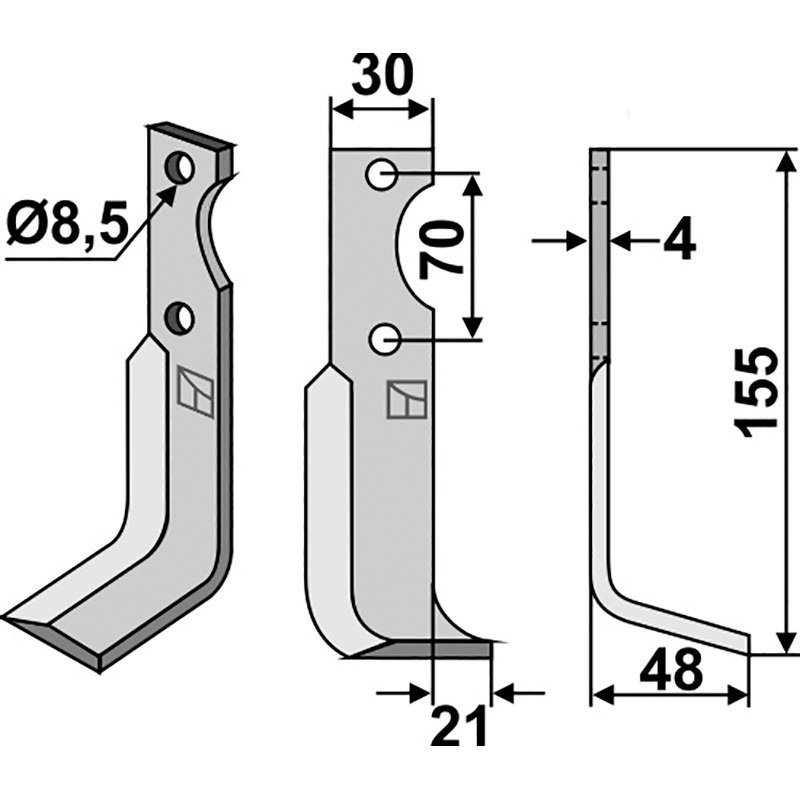 AGR-02R Fräsmesser, rechte Ausführung Agria 1250 271 30 Fräsmesser, rechte Ausführung IHOF AGR-02R