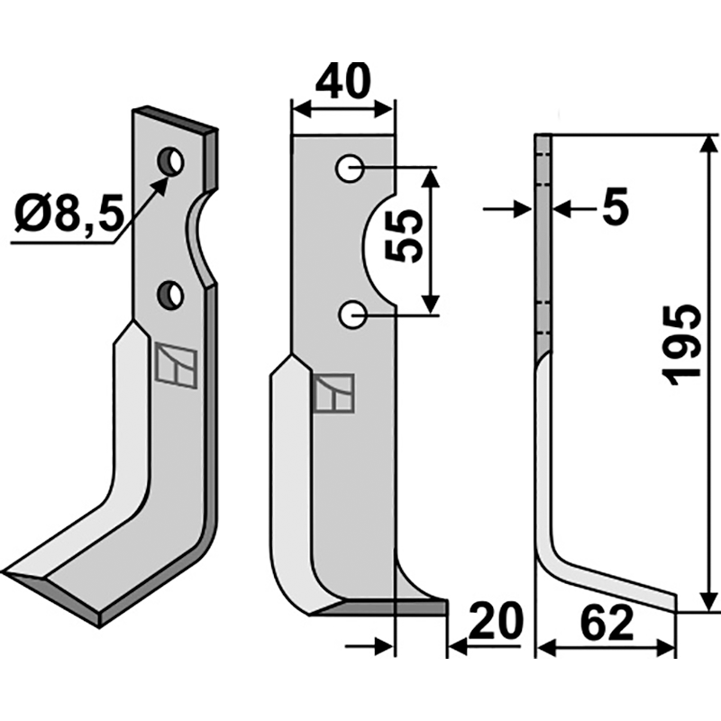 MAB-16R Fräsmesser, rechte Ausführung M.A.B. Bocchini 2783 Fräsmesser, rechte Ausführung IHOF MAB-16R