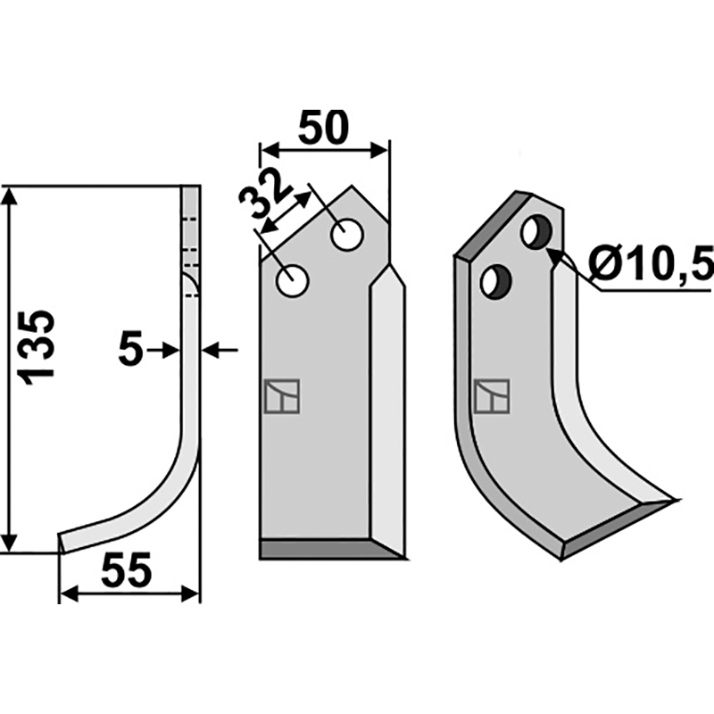 COM-02L Fräsmesser, linke Ausführung Comeb P7/FP Fräsmesser, linke Ausführung IHOF COM-02L