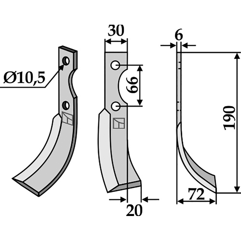 GRI-01R Fräsmesser, rechte Ausführung B.C.S.|Bertolini|Ferrari|Grillo|Roteco|S.E.P. 42306|S.305 HP7,5|63200|7085|60325 110 D|1400-1700S Fräsmesser, rechte Ausführung IHOF GRI-01R