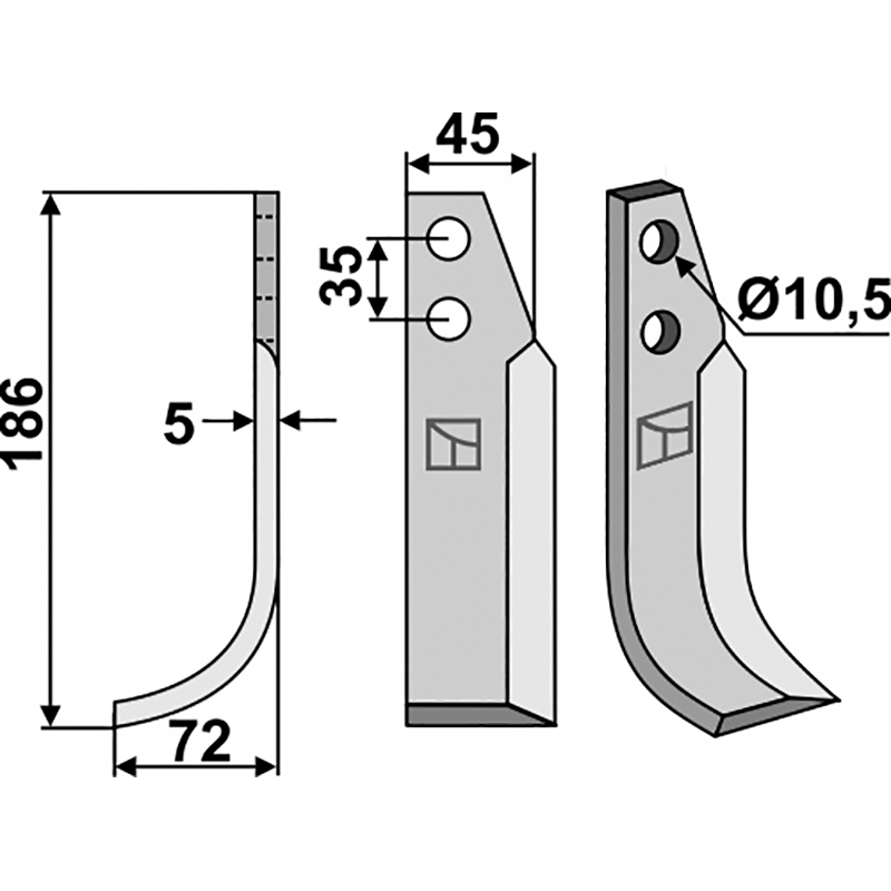 NID-05L Fräsmesser, linke Ausführung Nibbi Decimo Fräsmesser, linke Ausführung IHOF NID-05L